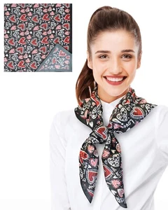 Kitsch Hearts Theme Valentine's Day Silk Feeling Lightweight Fashion Scarf - Picture 1 of 8