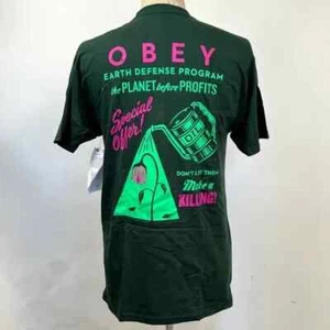 Obey Men's T-Shirt Earth Defense Forest Green Size XL NWT Shepard Fairey - Picture 1 of 4