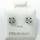 925 Black Tone Sterling Silver Round Clear CZ Stud Push Back Earrings 3mm-7mm