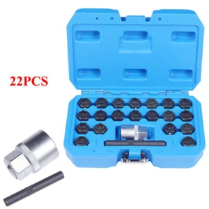 22Pcs Wheel Lock Nut Key Removal Kit Anti-theft Lug Nut Screw Tool Socket for VW - Picture 1 of 17