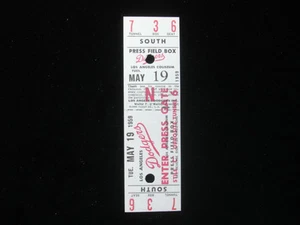 May 19, 1959 Los Angeles Dodgers Full Ticket - First Year in Los Angeles! - Picture 1 of 1