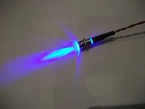 2x BLUE 12V LED (5mm) WITH CHROME BEZEL - Picture 1 of 1