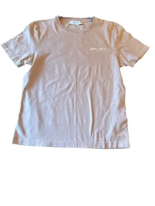 Jimmy Choo London XS Beige Cotton T-Shirt Made In Italy Designer Novelty - Picture 1 of 7
