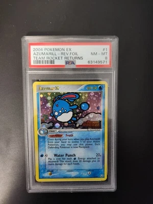 2004 Pokemon Ex Team Rocket Returns Azumarill Reverse Holo Foil #1 PSA 8 Pokémon - Image 1 of 4
