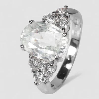 PRECIOSOS ANILLOS DE JOYERÍA FINA CON ACABADO DE PLATA DE LEY 925 OVALADOS DE CIRCÓN BLANCO DE 3,50 QUILATES Foto 1 de 4