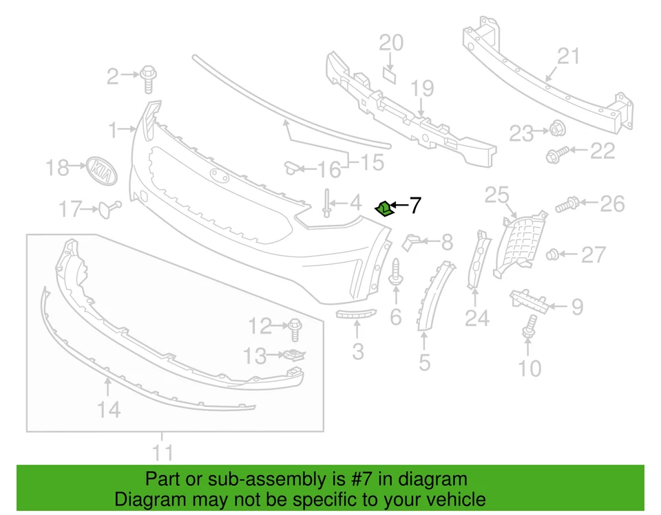 (1) Cubierta de parachoques GENUINA HYUNDAI/KIA 86699 2D000 RETENEDOR Foto 1 de 1