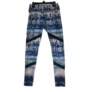 American Eagle Leggings Womens Small Mesh Blue Geometric Design - Picture 1 of 8