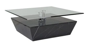DFS Sparta Black Faux Marble & Glass Square Coffee Table RRP £429 - Picture 1 of 3