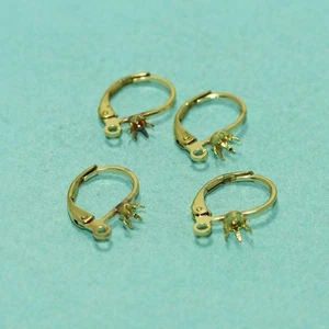 2 Pairs, 16x10mm Golden Brass Earring Hooks - Picture 1 of 11