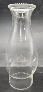 Clear Glass Lamp Chimney Replacement Globe Beaded Top 8.5" - Picture 1 of 7
