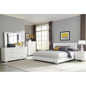 Coaster Felicity 6-piece Queen Wood Bedroom Set in Glossy White - Picture 1 of 7