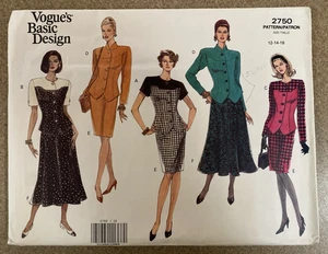VTG 1991 Vogue's Basic Design Pattern #2750 Top & Skirt Size 12-14-16 UNCUT FF - Picture 1 of 17