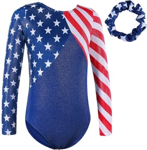 BAOHULU Girls Christmas Gymnastics Leotards 3-4T, Americanflag Set Long - Picture 1 of 5