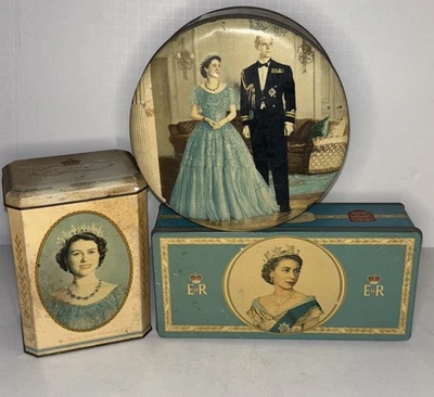 Lata de galletas Huntley & Palmers con la reina Isabel II y el príncipe Felipe Foto 1 de 4