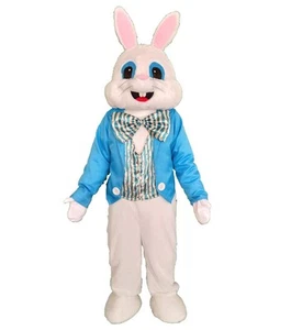 Blue Suit Easter Rabbit Mascot Costume Bunny Adult Easter Fancy Cosplay Costume - Picture 1 of 3