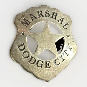 Vintage 1960s Dodge City KS Marshal Metal Pin Badge Kansas Western 2.25"T - Picture 1 of 4