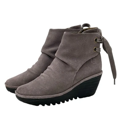 Botas de cuña Fly London Yama para mujer talla 38 gris gamuza holgadas Lagenlook cómodas Foto 1 de 4