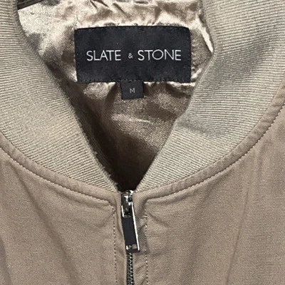 Slate & Stone Men’s Ripstop Bomber Jacket Tan/Khaki Medium - Image 1 of 4