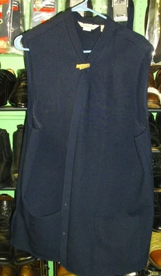 Chaleco de Colección Años 70 Damas Levi Strauss & Co. Azul Marino Sin Mangas Botón Talla 46, Plus Foto 1 de 4