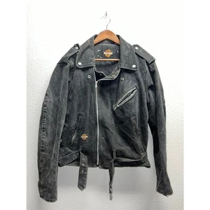 Chaqueta de mezclilla Harley Davidson vintage negra denim cremallera completa ropa exterior pesada motociclista - Imagen 1 de 16
