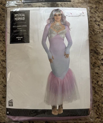 Mystcal Mermaid Fairy Tale Dress & Hair Clip Sz M. 6-8  Halloween Adult Costume - Image 1 of 4