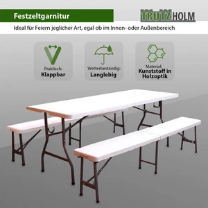 Bierzeltgarnitur 3 teilig Festzeltgarnitur klappbar Biertisch Sitzgruppe 180 cm - Bild 1 von 6