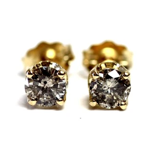 Nuevos aretes redondos de diamantes de 0,59 quilates I2 H de oro amarillo de 14k con respaldo de mariposa de 0,91 g - Imagen 1 de 7