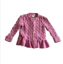 Ralph Lauren Baby Girls Pink Cable Knit Long Sleeve Peplum Sweater Size 12M