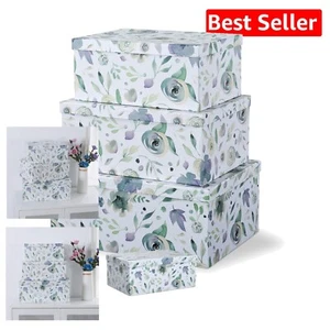 Elegant Floral Decorative Storage Boxes - Set of 3 Large Nesting Keepsake Boxes - Picture 1 of 7