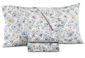 Charter Club Damask Designs Outlined Floral King 4pc Sheet Set Cornflower New - Picture 1 of 6