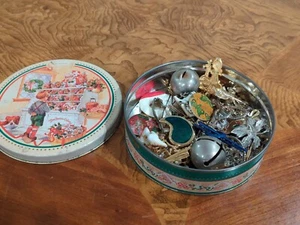 Junk Drawer Lot Brooches, Pins, Necklaces, and More With Tin - Picture 1 of 4