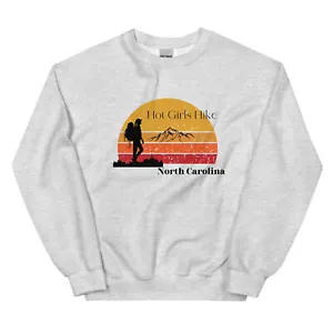 Hot Girls Hike North Carolina Super Soft Unisex Crewneck Sweatshirt - Picture 1 of 37