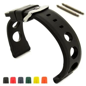 Perforated Silicone Rubber Watch Strap Band, Waterproof Resin 18 20 22 24 SH MM  - Picture 1 of 7