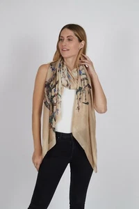 100% Silk Scarf in Gold Floral Print - Picture 1 of 4