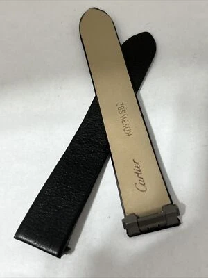 Cartier Watch Strap 15.5 mm Roadster KD93WS82 Mat Leather Black Deployant France - Image 1 of 4