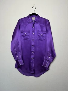 RARE 60’s Vintage H Bar C Ranchwear Satin Pearl Snap Western Shirt USA M L - Picture 1 of 10