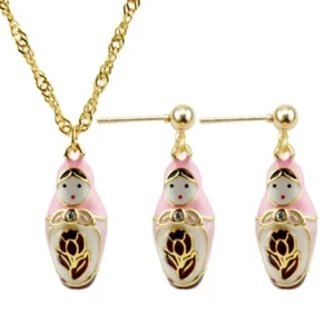 Russian Doll Necklace Matryoshka Babuska Necklace russian doll earrings set 279 - Picture 1 of 5