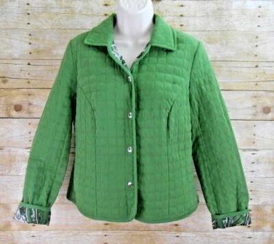 Chaqueta acolchada BRIGGS New York verde pequeña para mujer talla 6 P ligera frontal a presión Foto 1 de 4