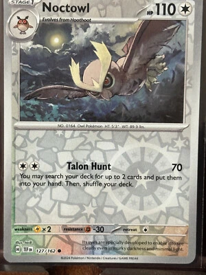 Noctowl 127/162 Sv05: Temporal Forces Reverse Holo - Image 1 of 2