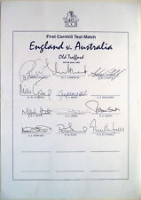 ENGLAND v AUSTRALIA 1993 1ST TEST AT OLD TRAFFORD OFFICIAL AUTOGRAPH TEAM SHEET