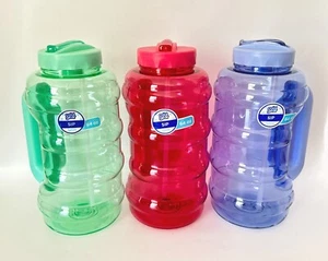 Big 1/2 Galloon Water Bottles BPA Free Handle & Straw Assorted Colors Brand NEW - Picture 1 of 4
