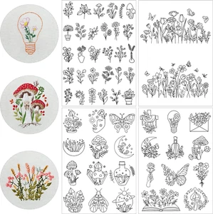 Water Soluble Embroidery Patterns Stabilizer - 4 Sheet Stick & Stitch Embroidery - Picture 1 of 6