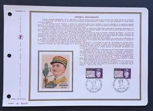 Feuillet DAP 1er jour 33 Soie 1971 Hommes Célèbres Général Delestraint - Bild 1 von 1