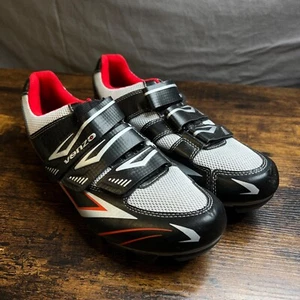 Venzo Cycling Shoes Men's U.S. Size 9.5 Black Red Road Riding Bicycle Clips - Picture 1 of 19