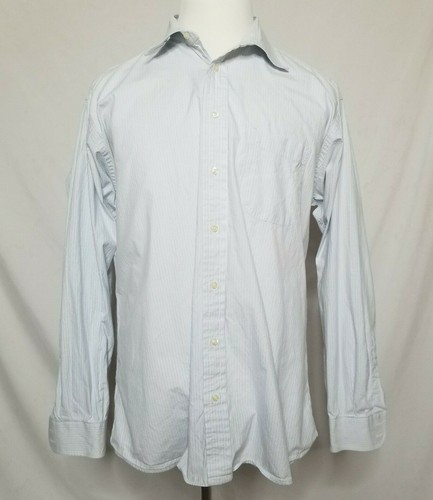 Camicia elegante uomo Burberry London 17L bottoni davanti manica lunga righe bianco blu