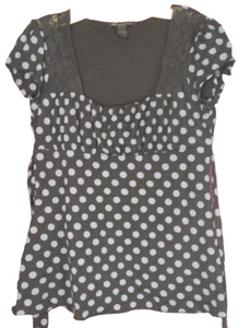 international concepts black w/blue polka dot sinched belted square neck blouse - Picture 1 of 6