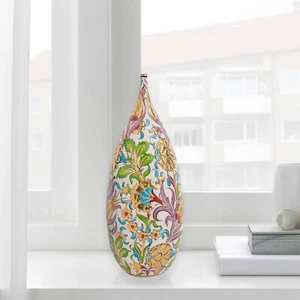 Ceramic Bottle, Floral Opulence Decorative Bottle, Golden Vase for Home Decor - Picture 1 of 8
