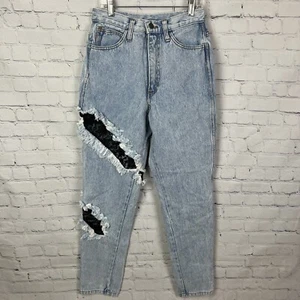 Pantalones de mezclilla vintage años 80 Frederick's of Hollywood Danger encaje cintura alta mamá talla 7-8 - Imagen 1 de 21