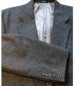 Robert Stock Sport Mantel 46 L braun kariert Kamelhaar Wollblazer 2 Knöpfe - Bild 1 von 12