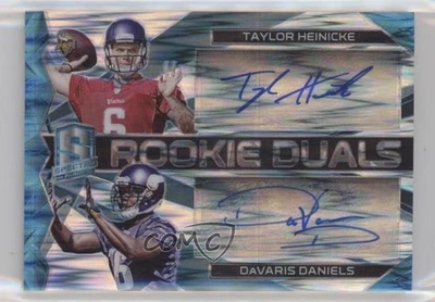 2015 Spectra Neon Blue Prizm /50 Davaris Daniels Taylor Heinicke Rookie Auto RC - Image 1 of 2